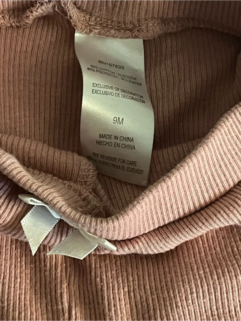 Nicole Miller Girls Dusty Rose Ribbed Ruffle Waist Leggings Set 9M
